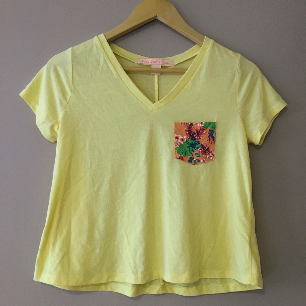 Yellow Tropical Pocket Crop Top